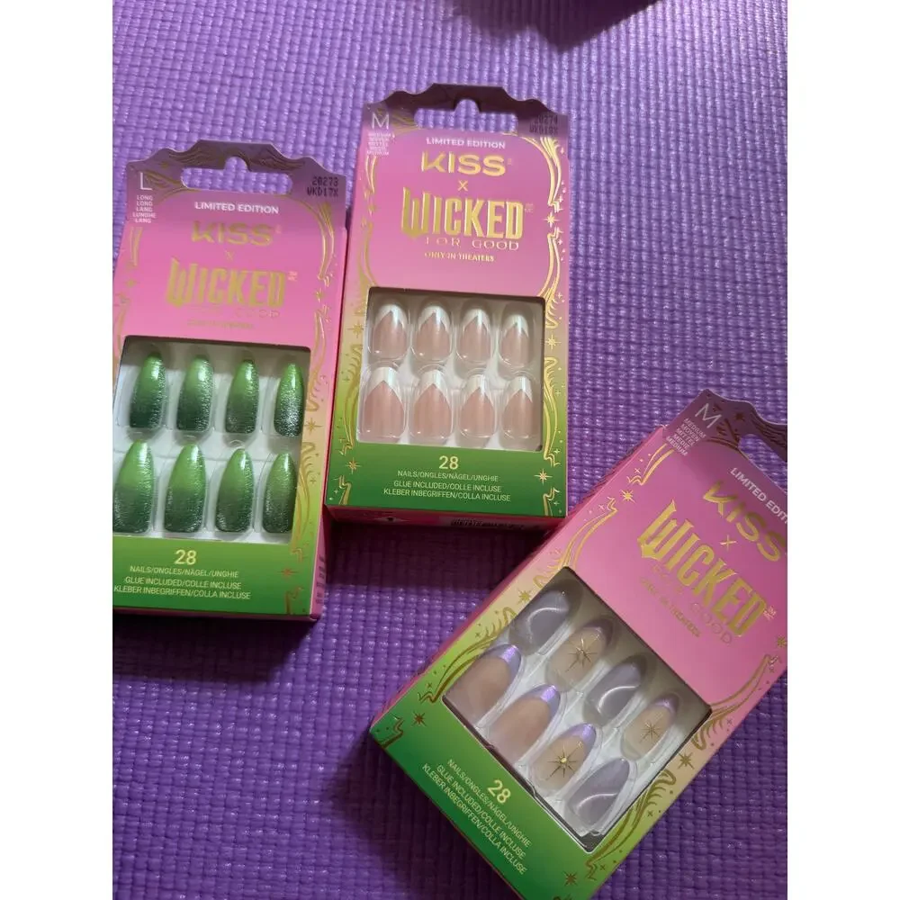 New Kiss Impress Falscara x Wicked Elphaba Glinda Lashes & Nails Lot